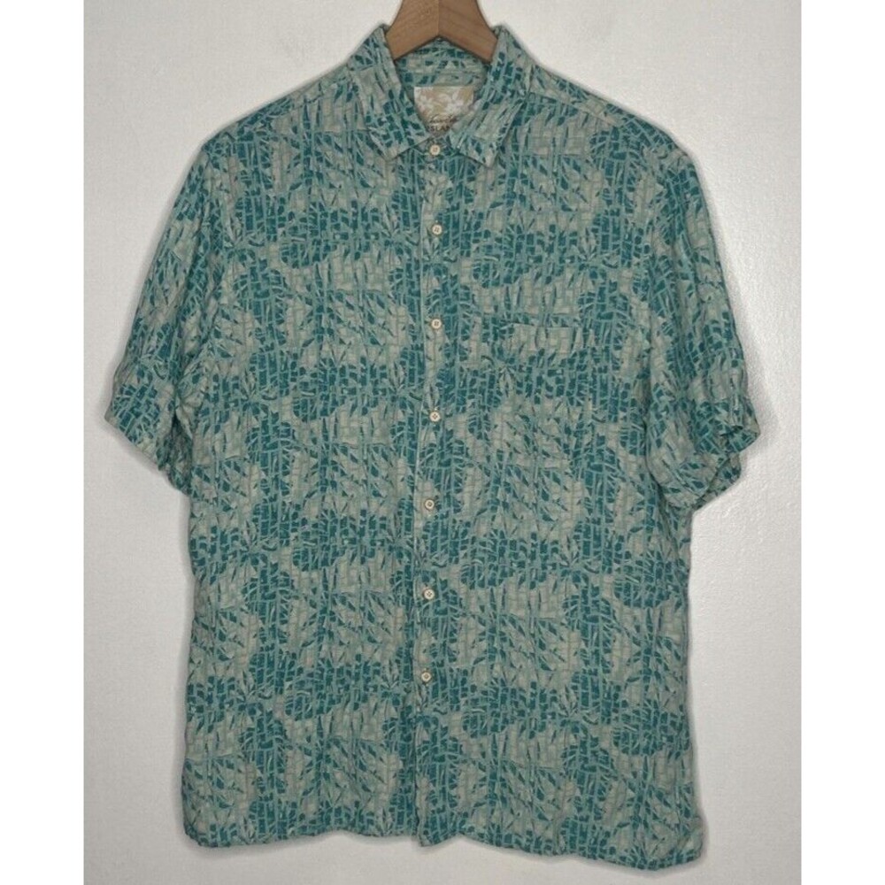 TASSO ELBA ISLAND Shirt Men's Medium Silk/Linen Short Sleeve Button-Up Hawaiian